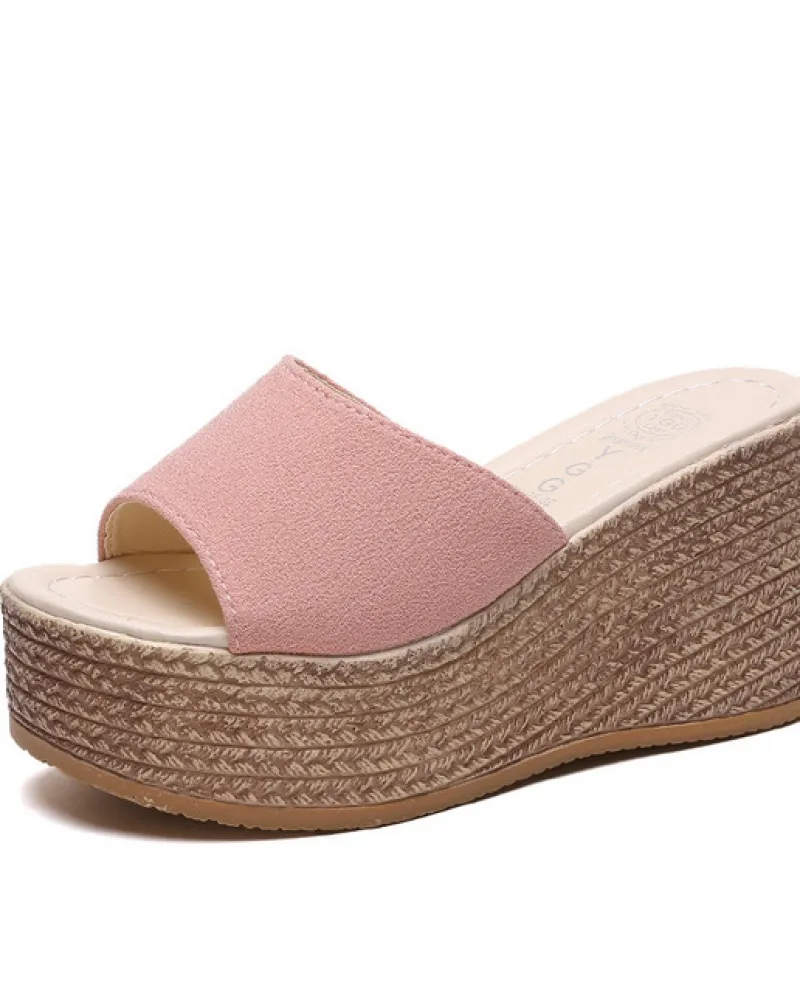 2022 Moda Muffin Pantofole Peep Toe Piattaforma Sandali Con Zeppa di Grandi Dimensioni 34 43 Delle Donne Tacchi Alti Quotidiano