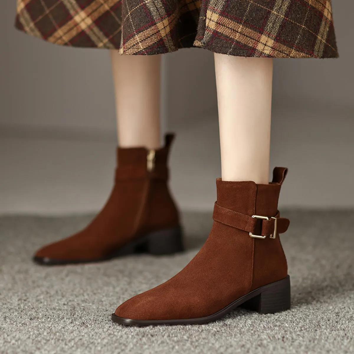 2024 stivaletti da donna elasticizzati autunno inverno vera pelle scamosciata con cerniera tacchi alti casual scarpe da donna da