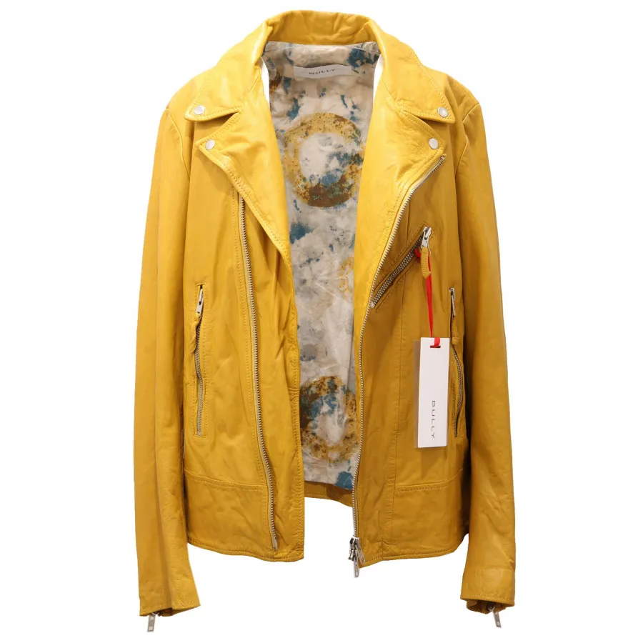 4684AD giubbotto pelle uomo BULLY yellow leather jacket men