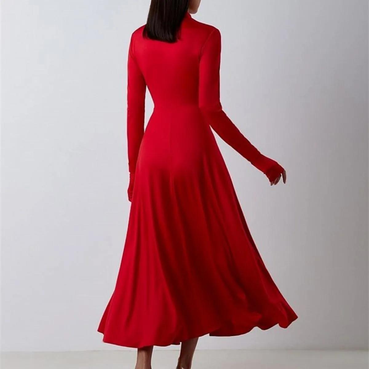 Abito lungo alla moda elegante e solido per le donne Patchwork a maniche lunghe basic autunno 2023 Abito a coste scava fuo