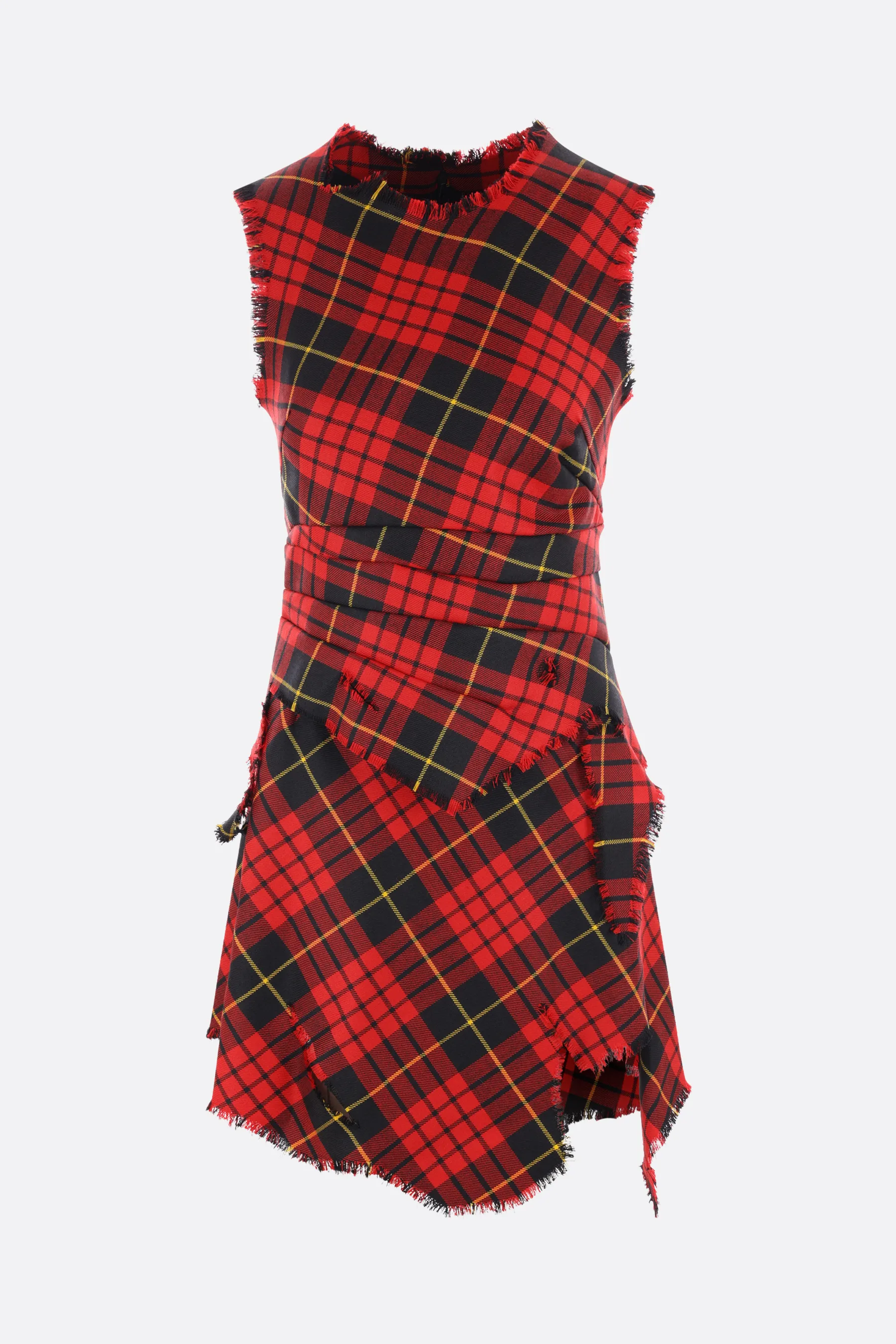  ALEXANDER McQUEEN miniabito in lana tartan effetto distressed 