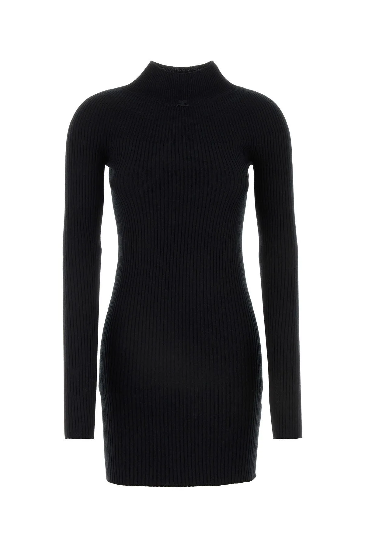 Black cotton blend mini dress    