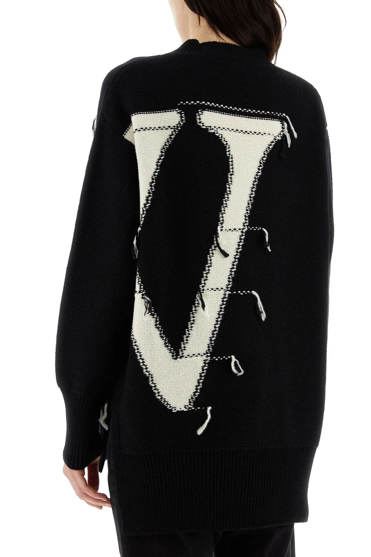 Black wool oversize cardigan     