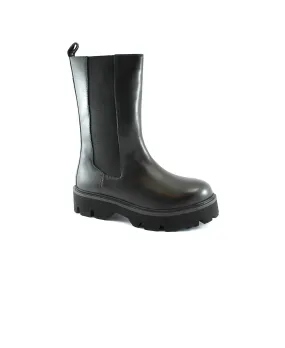 BLAUER ELSIE02 black nero stivaletto anfibio donna elastici pelle combat boot carrarmato