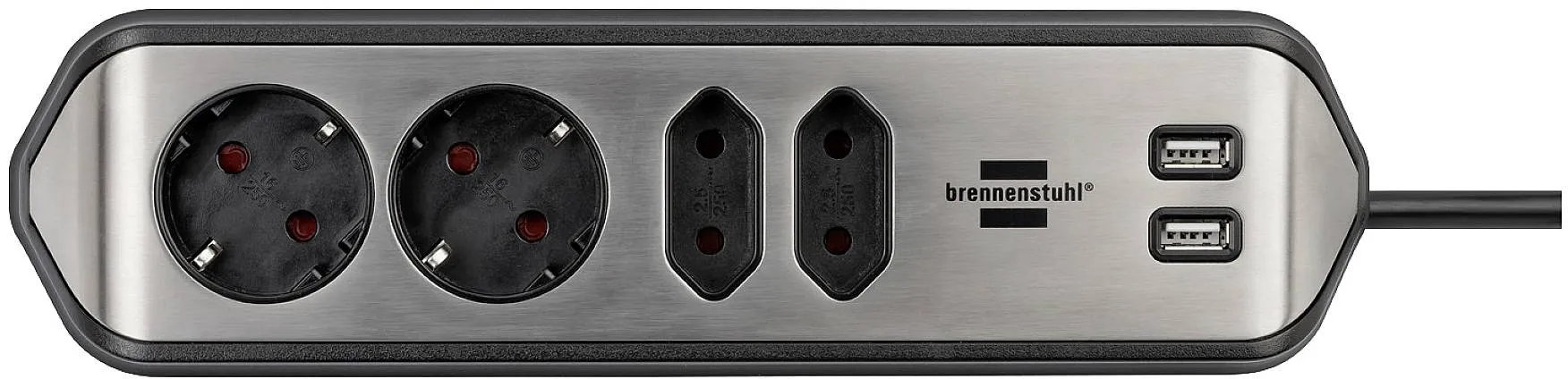 Brennenstuhl 1153590410 Presa di corrente 1 pezzo Argento, Nero Schuko 1 pz.