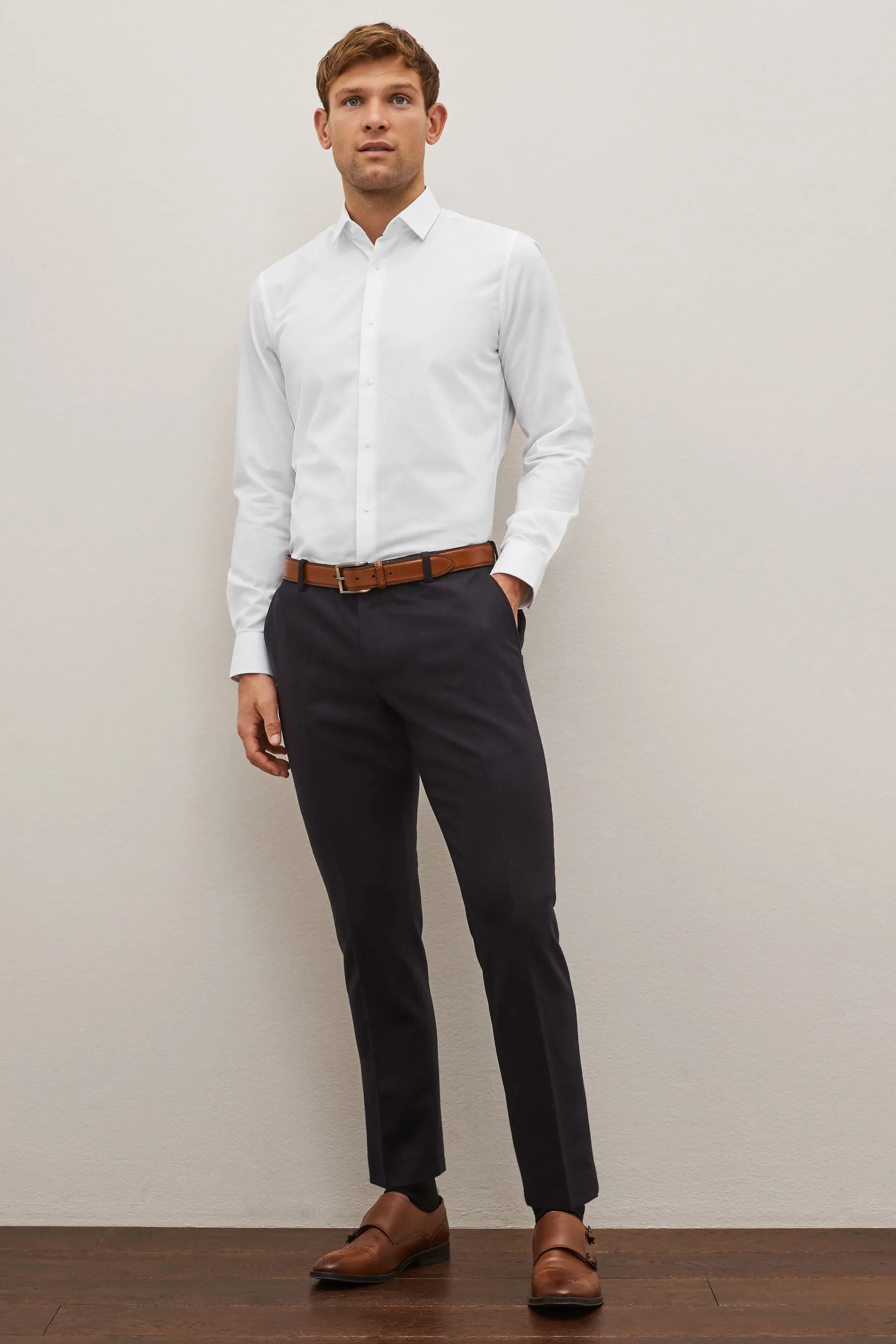 Camicia con polsino singolo testurizzato di facile manutenzione    