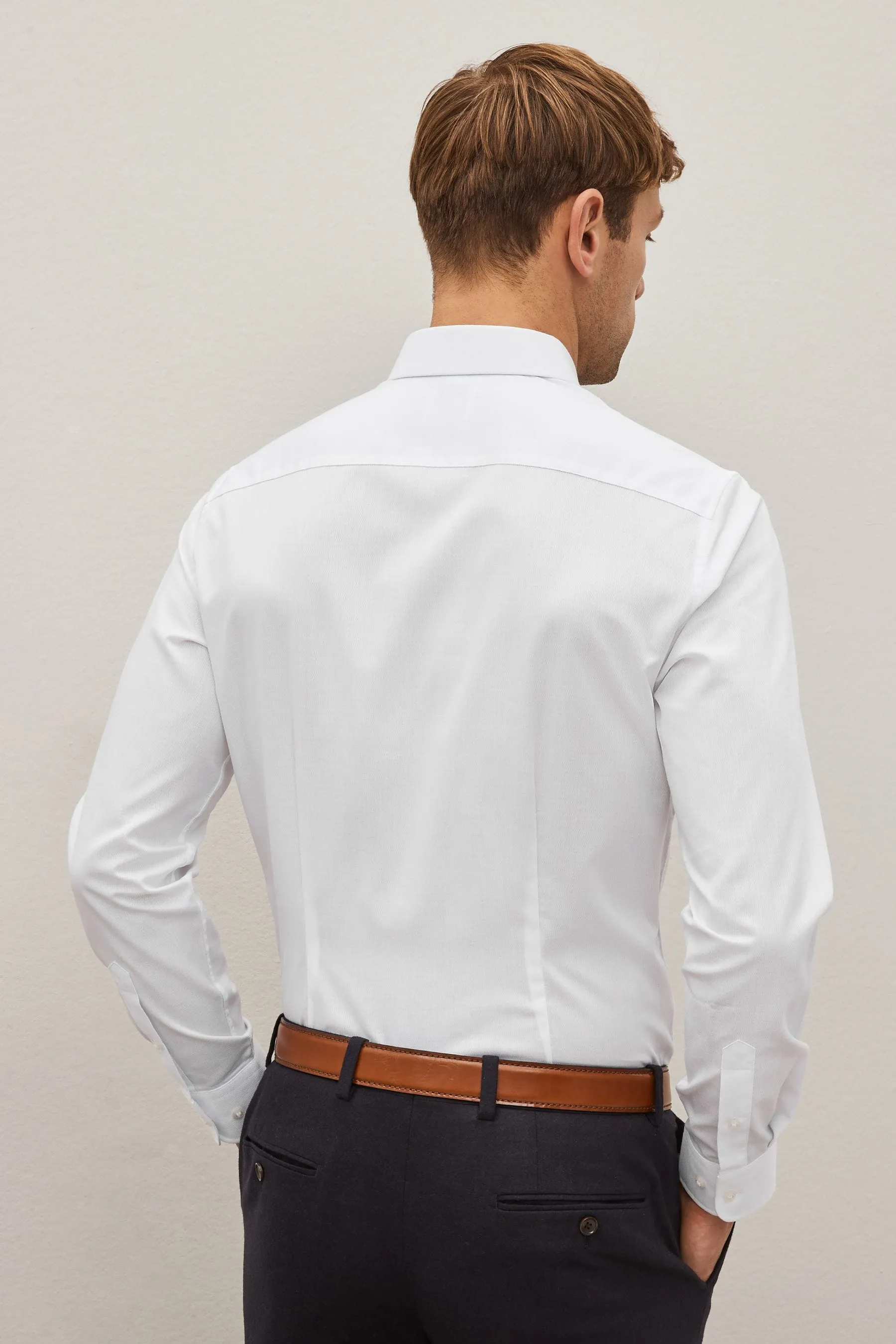 Camicia con polsino singolo testurizzato di facile manutenzione    