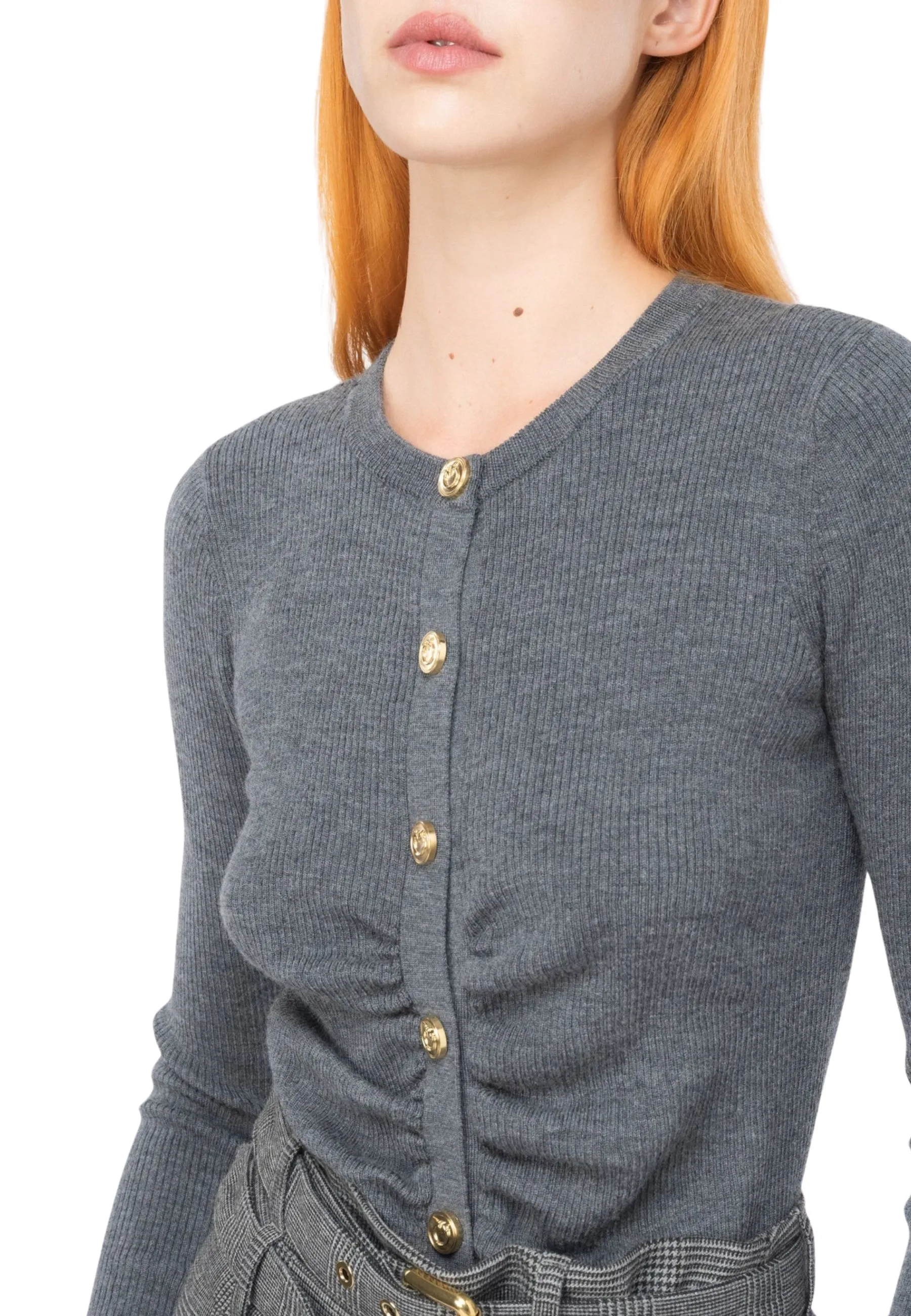 Cardigan aderente a costine