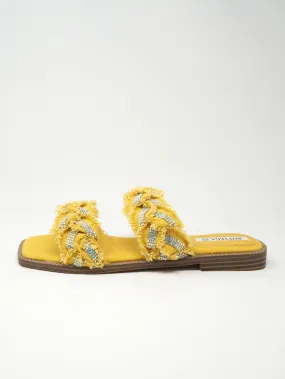 Ciabatte in tessuto con strass
