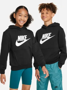 Felpa Nike Jr Nera con Cappuccio e Tasca a Marsupio Big Logo FD2988-010