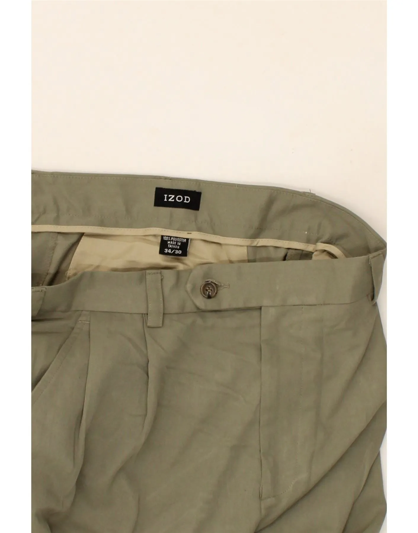 IZOD Mens Pegged Chino Trousers W34 L30 Khaki Polyester
