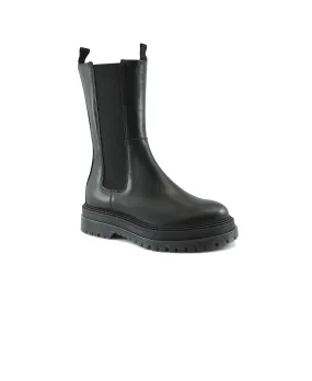 LES TULIPES 2001 nero scarpe donna anfibio combat boot elastici stivaletto pelle