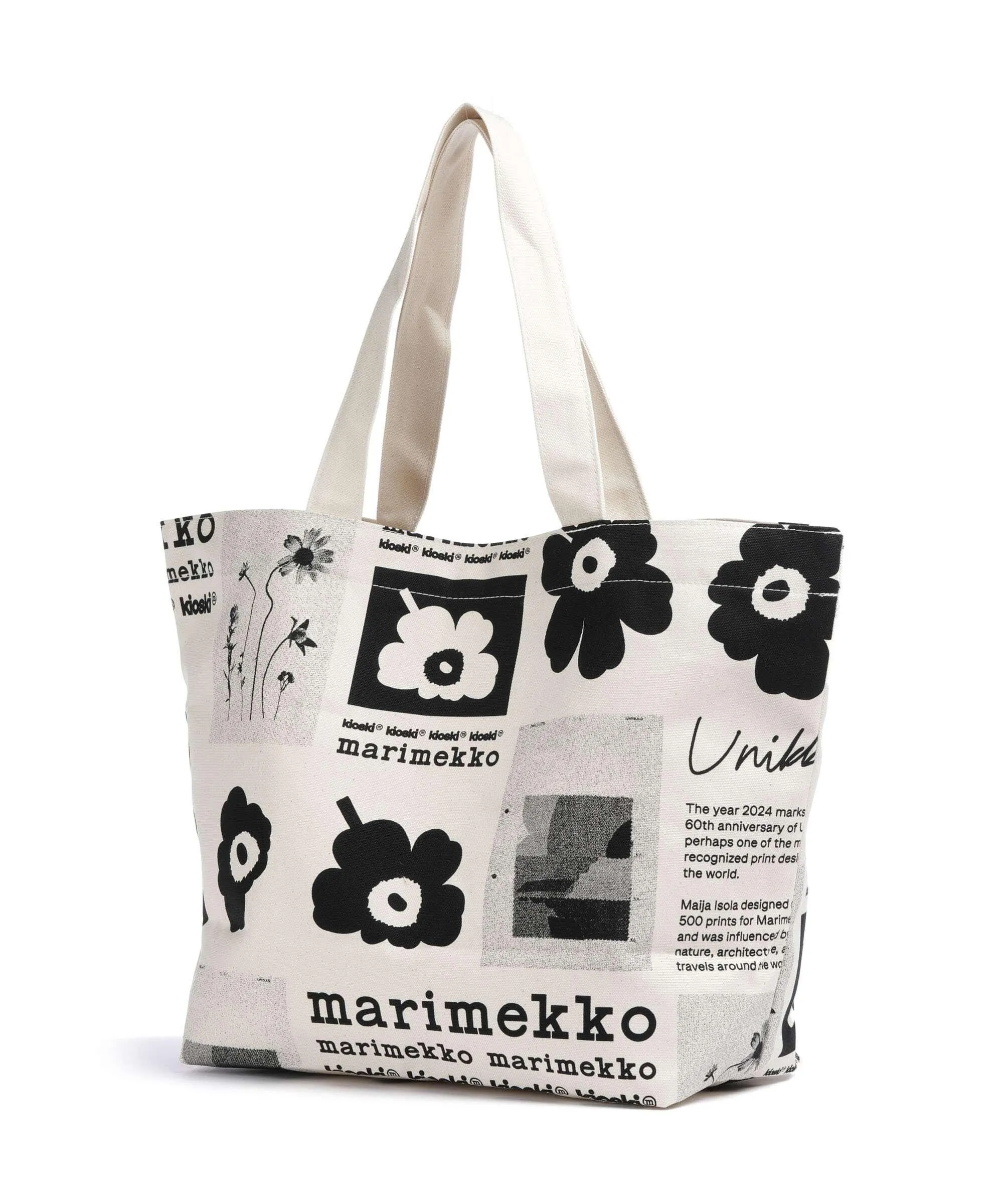  Marimekko Unikko Haavi Borsa shopper cotone beige/nero  