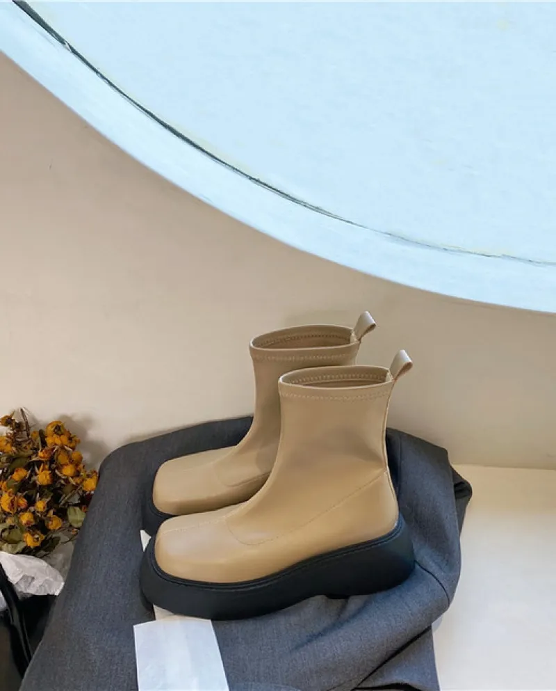 Metà Tacchi Alla Caviglia Chelsea Stivali Delle Donne di Inverno Nuovo 2022 Zeppe Calde Perline Quadrate Goth Femme Botas Casual