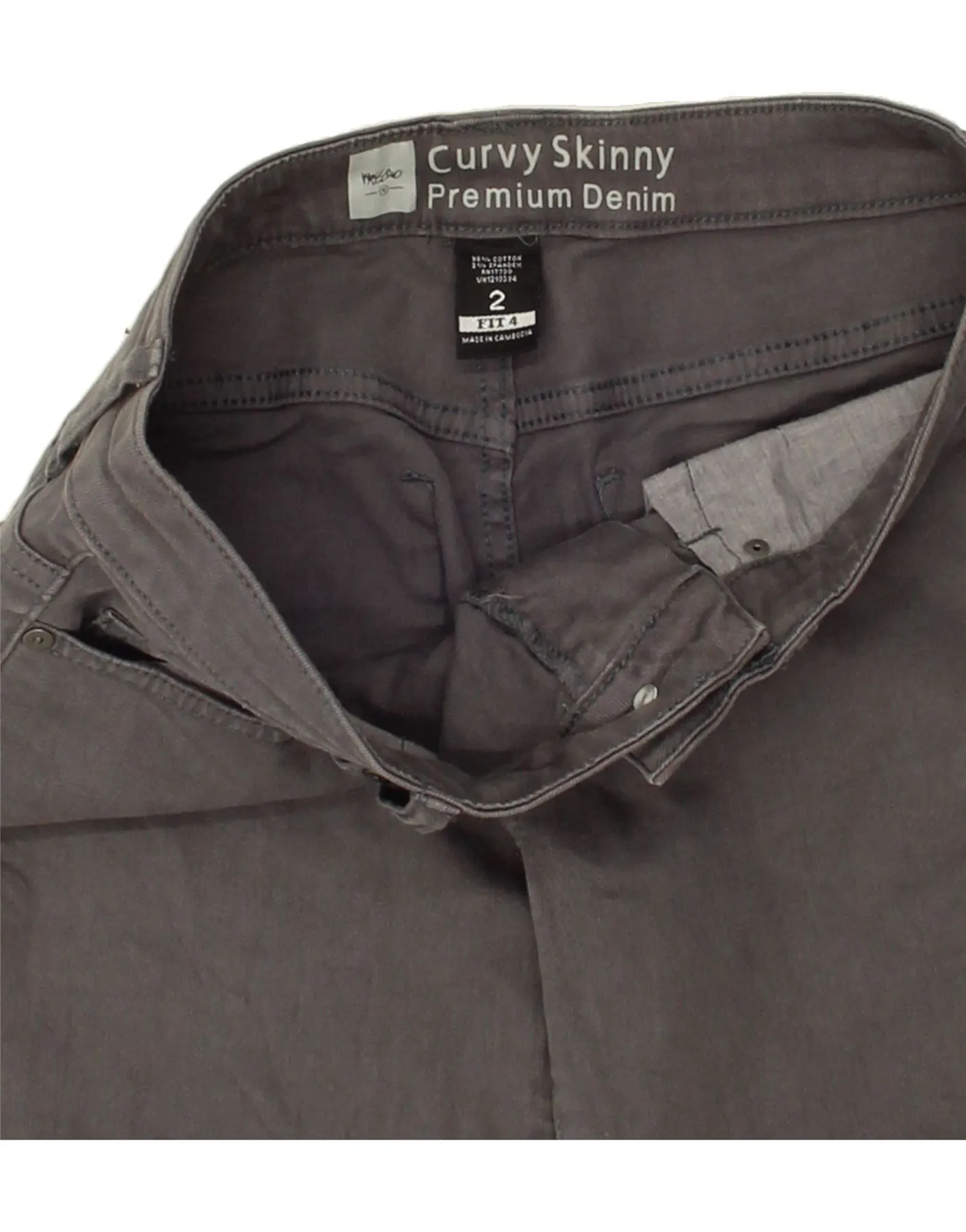 MOSSIMO Womens Curvy Skinny Jeans US 2 XS W30 L32 Grey Cotton