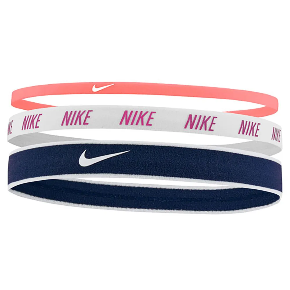 Nike Mixed Width Headbands 3 Pack Fascette Elastici Capelli Tennis Bright Mango