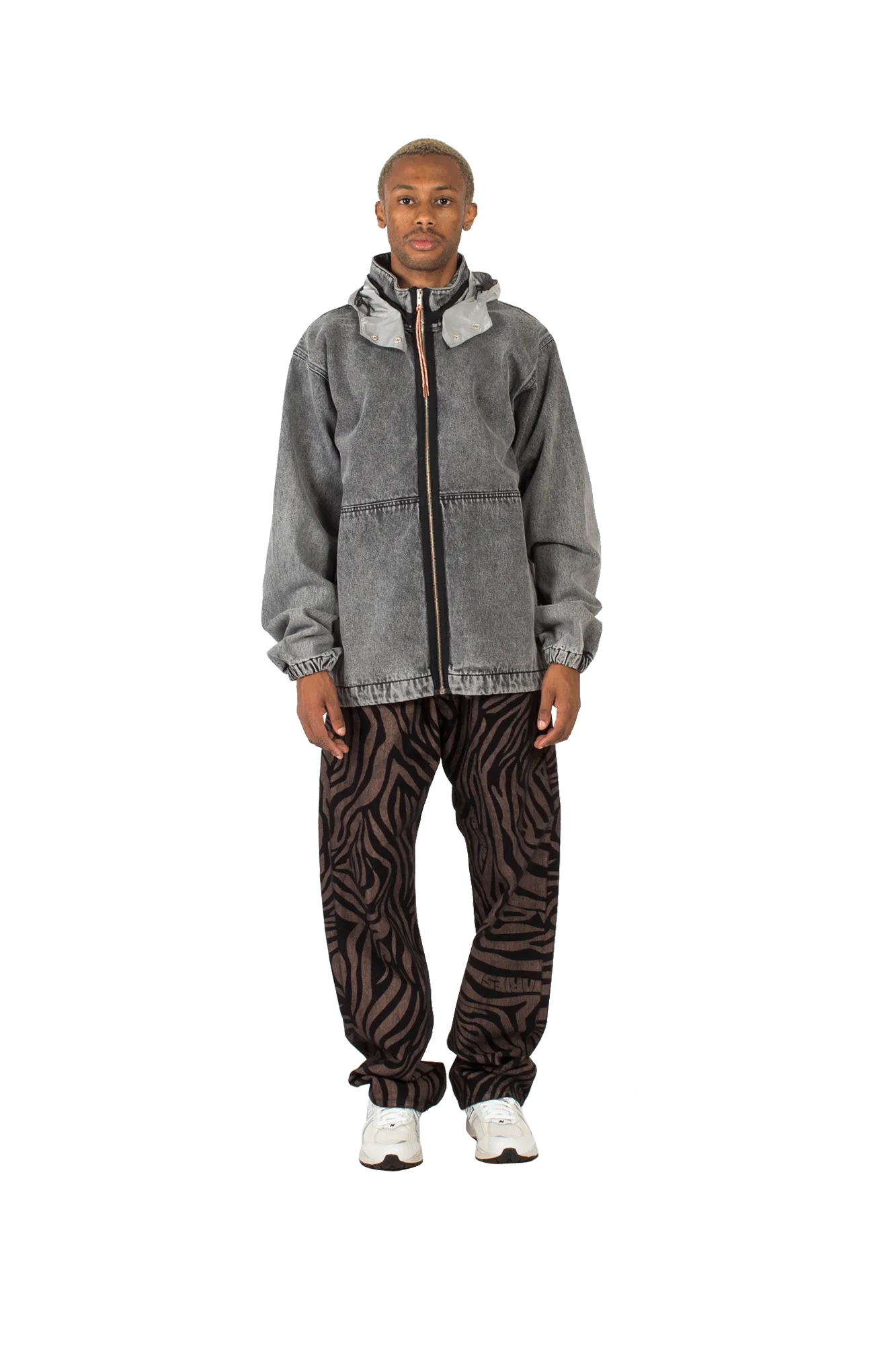 Nylon Hooded Denim Jacket