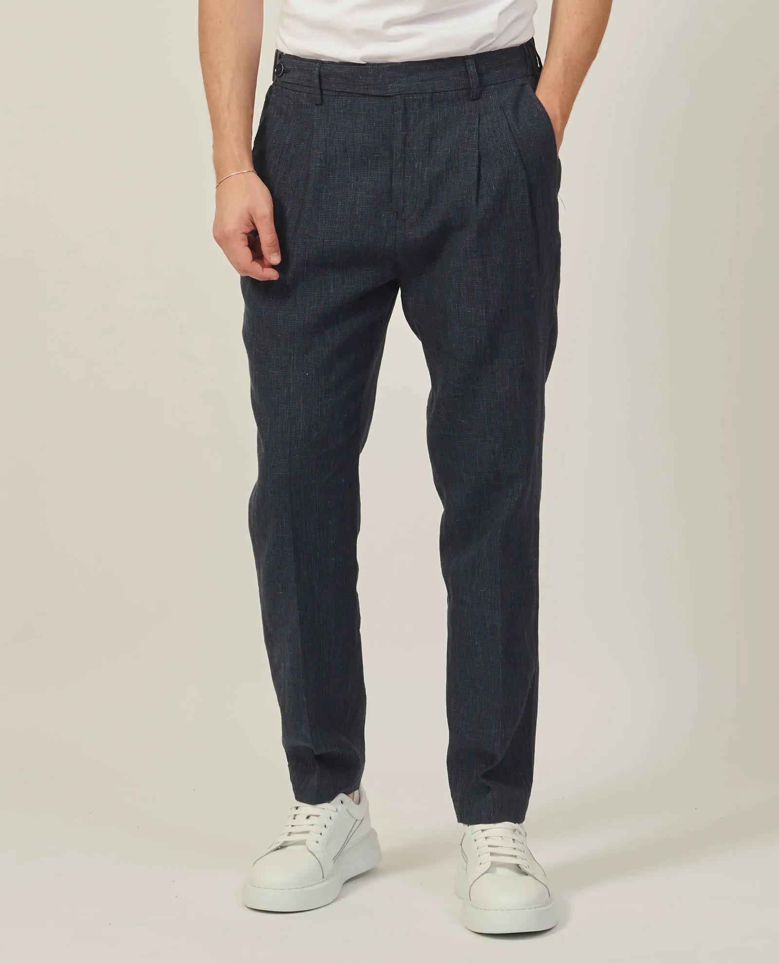 OutletGAZZARRINI      Pantaloni uomo Gazzarrini in lino con pinces
