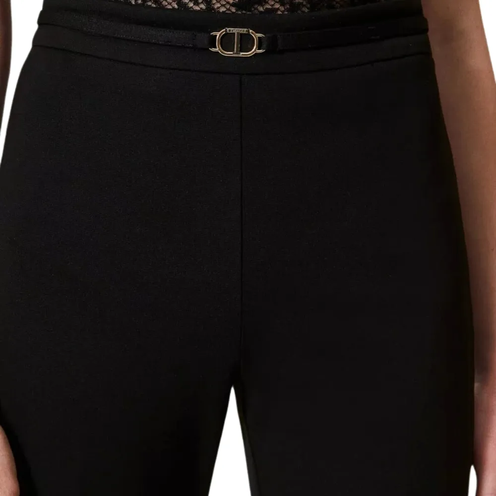 Pantaloni Twinset straight leg con cinturino oval t