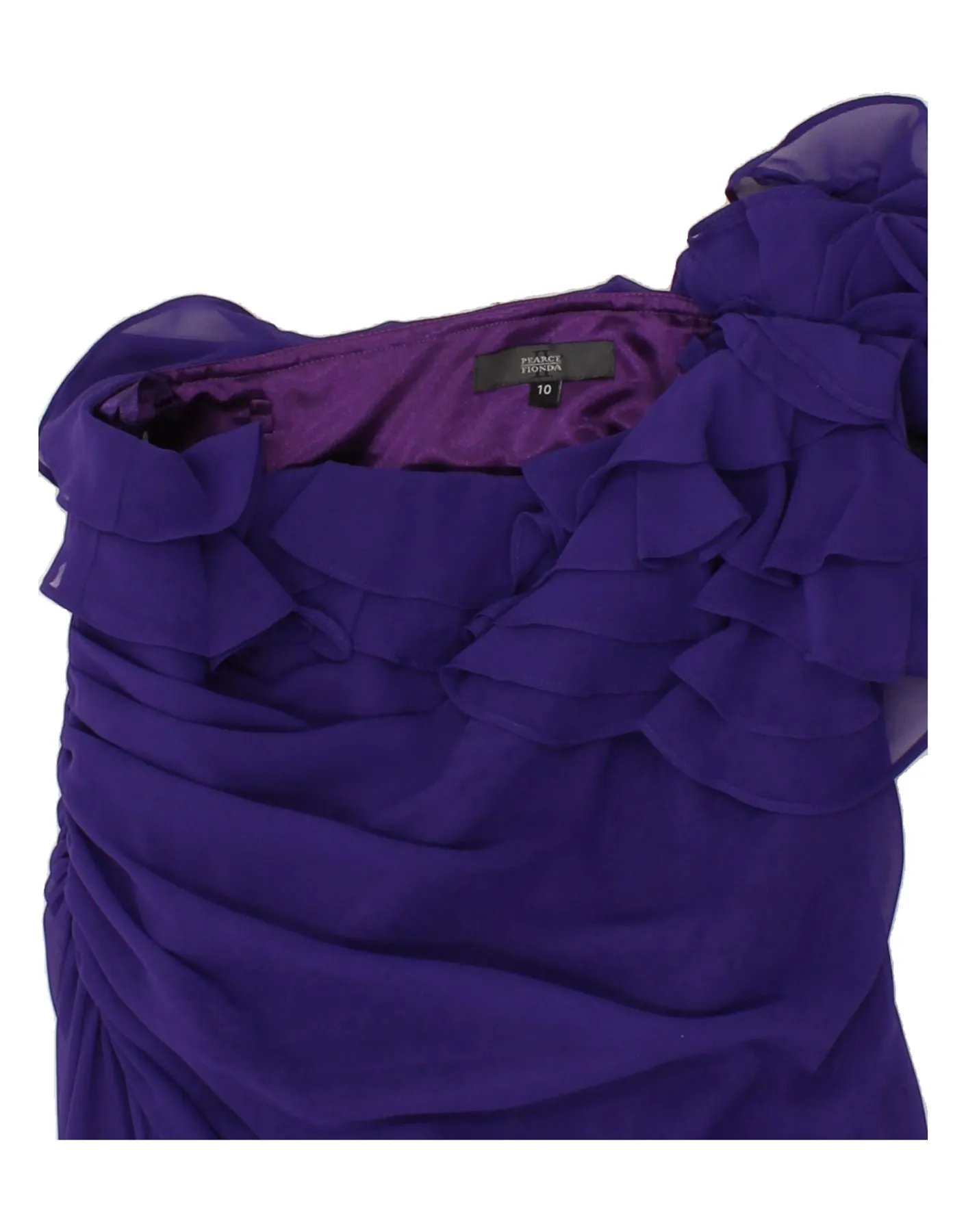 PEARCE FIONDA Womens Sleeveless One Shoulder Dress UK 10 Small Purple