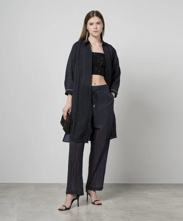 Peserico Pantaloni blu con effetto mietitore P04038D01510