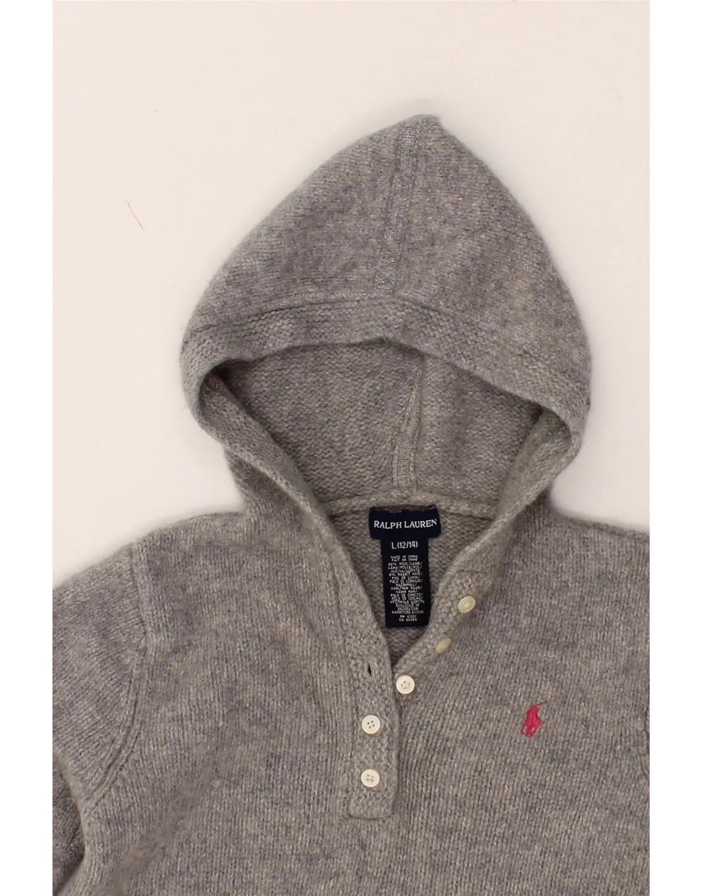RALPH LAUREN Girls Hooded Jumper Dress 12-13 Years Large  Grey Wool