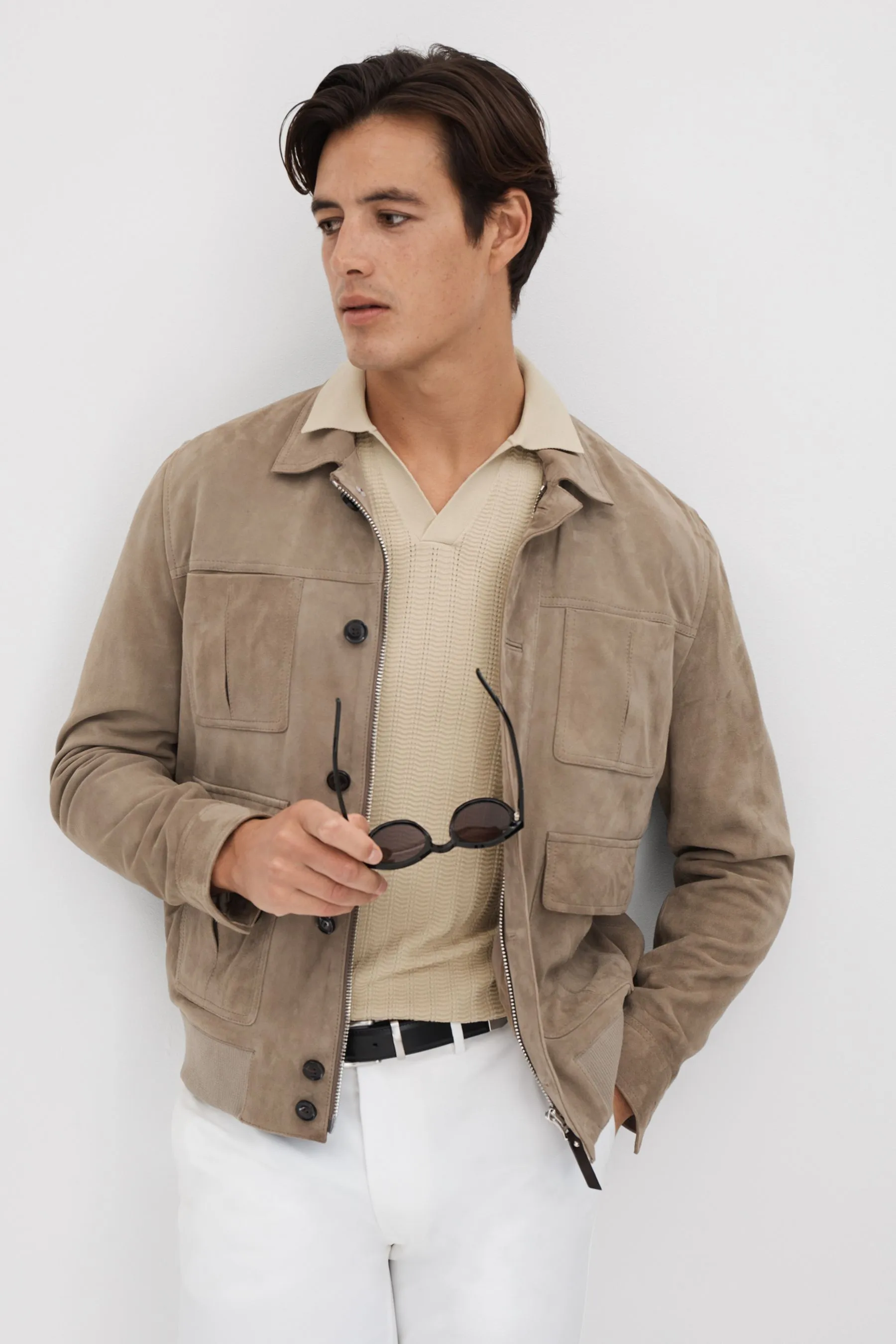 Reiss - Mickey - Camicia testurizzata in Blend modal con colletto aperto    