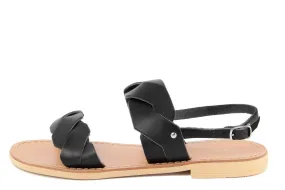 Sandalo flat in Pelle Nero