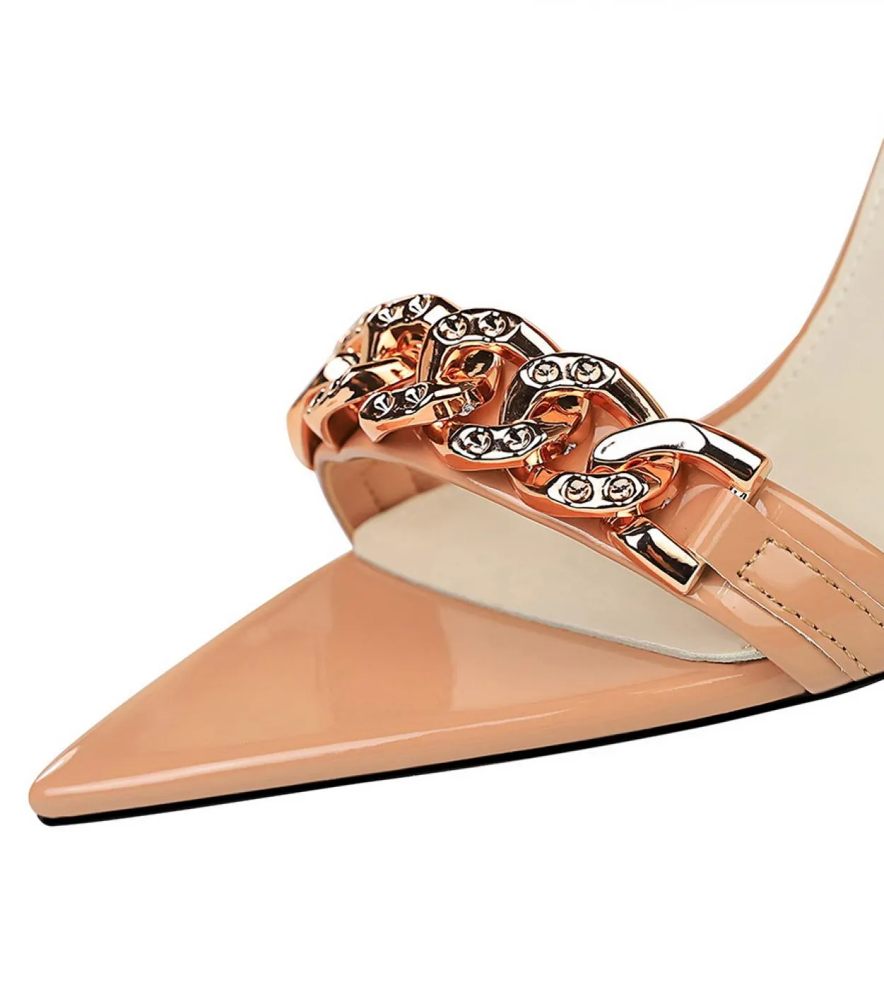 Stile Sandali Donna Estate 2022 Catena di Metallo Tacchi Alti Scarpe Per Le Donne Vestito Sandali Con Plateau Cinturino Bcukle B