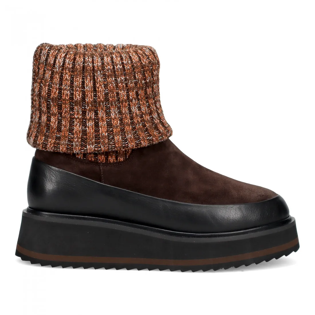 Stivaletto Rahya Grey in suede e pelle con con calzino in lana