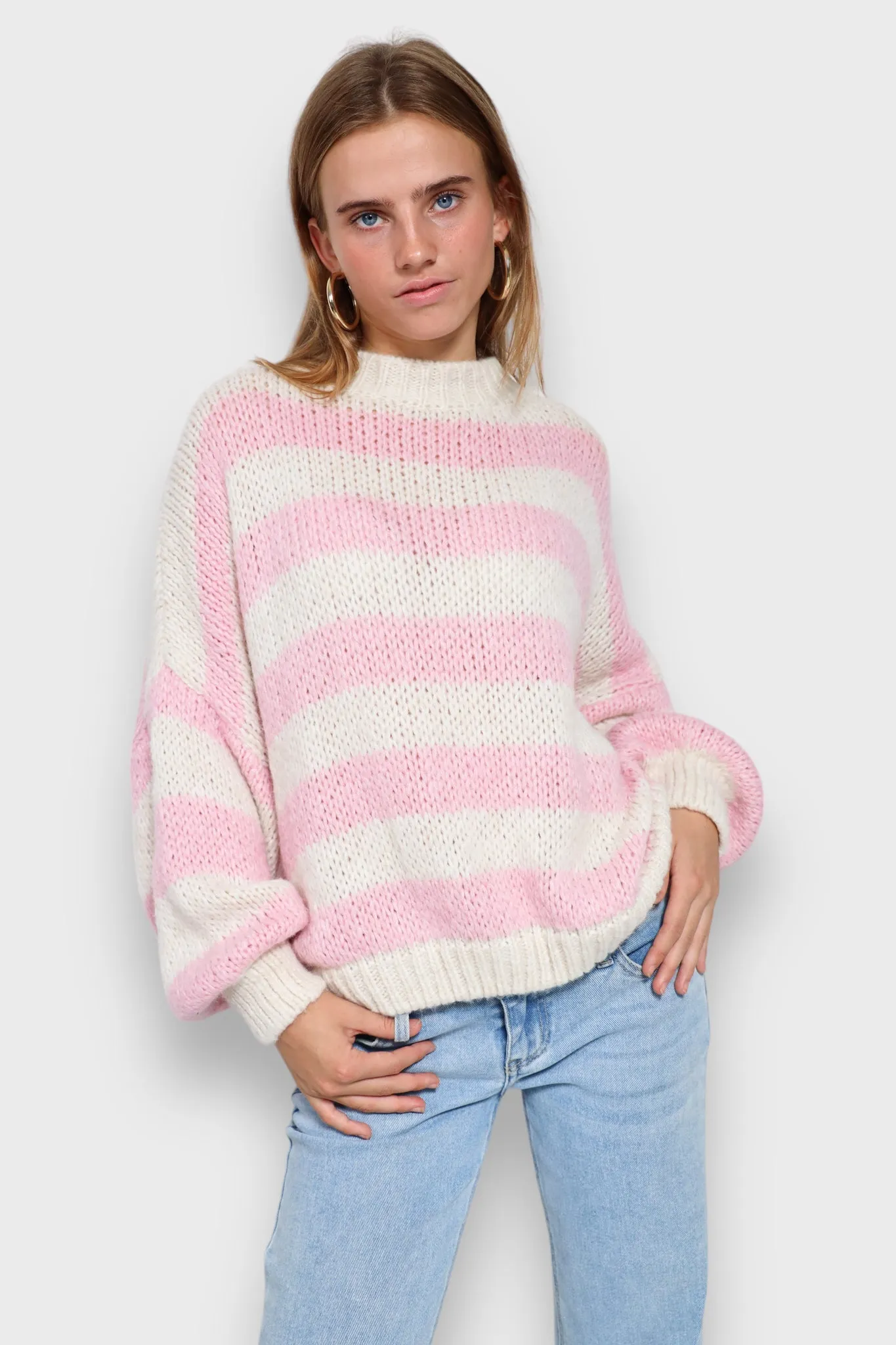 Striped sweater baby pink