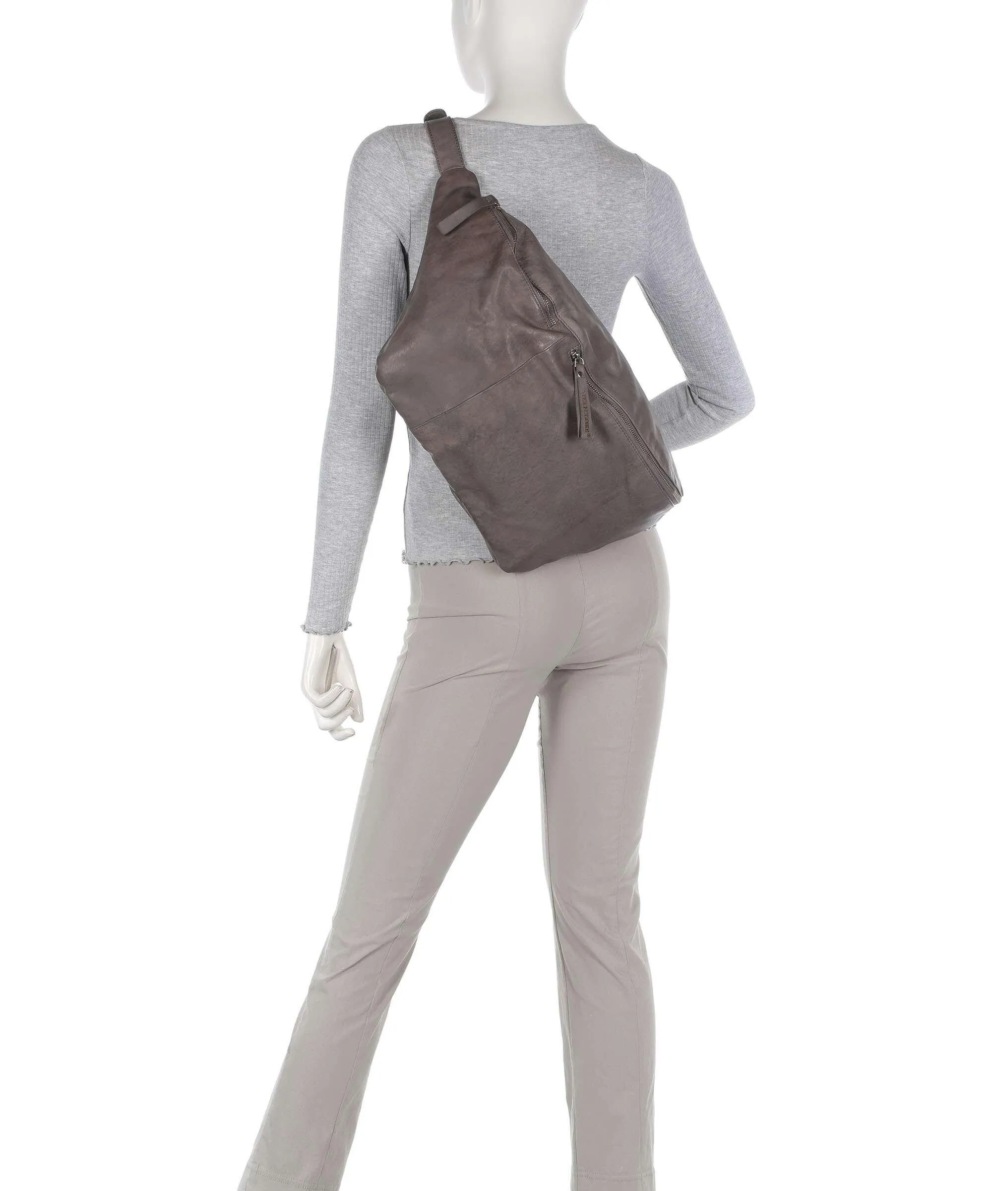  Taschendieb Wien Kohlmarkt 7 Borsa sling pelle di vacchetta grana grigio scuro  