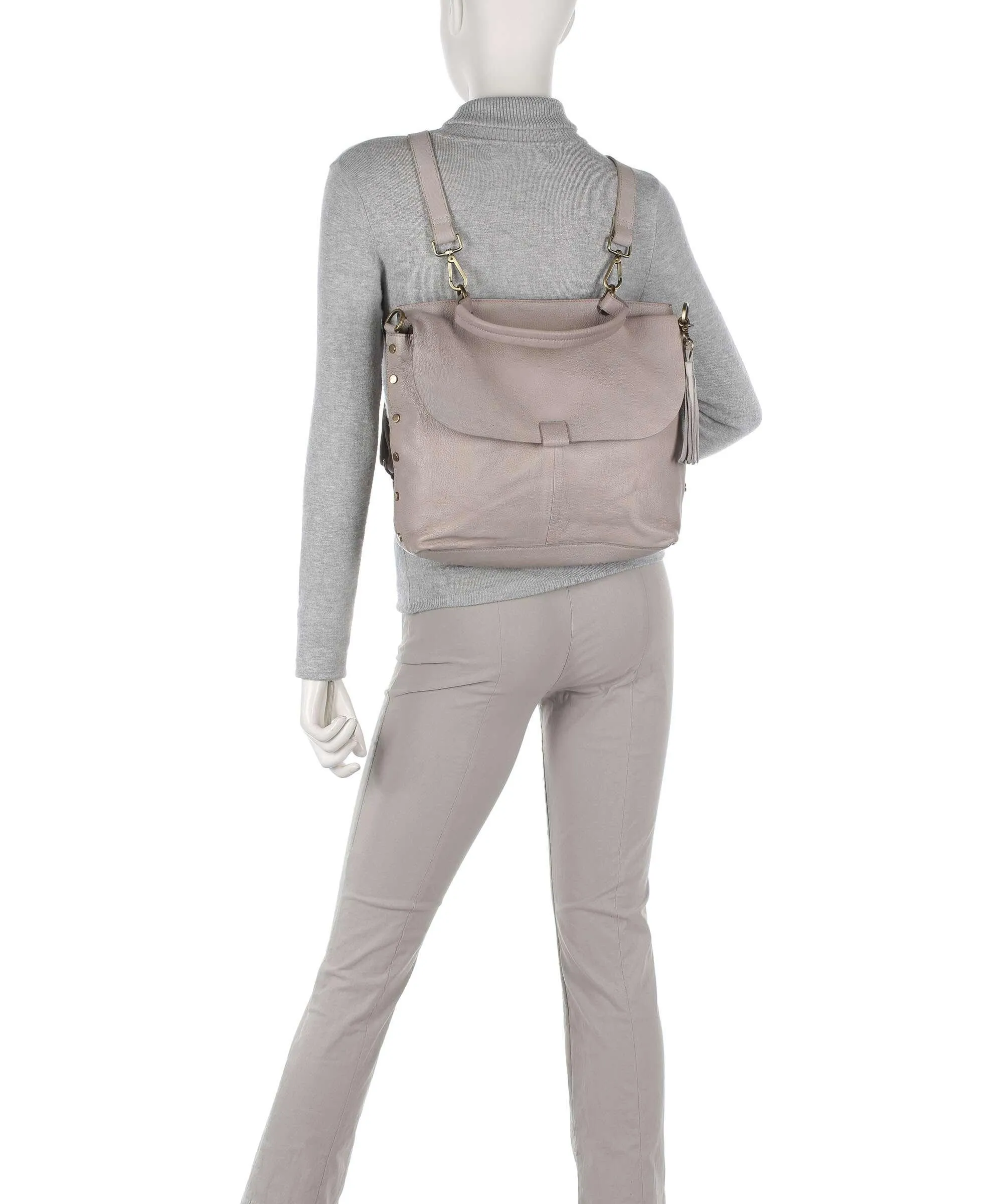  Taschendieb Wien Kohlmarkt 92 Borsa a zainetto pelle di vacchetta grana grigio chiaro  
