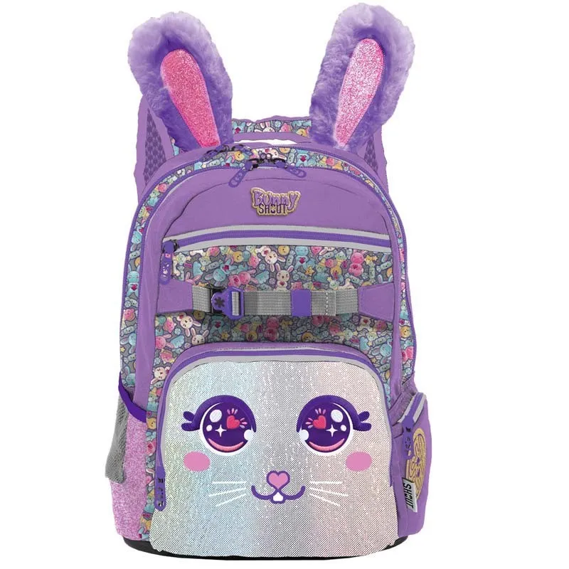 ZAINO SCUOLA OVETTO BUNNY SHOUT CON MOVIMENTO ORECCHIE ZAINETTO ORGANIZZATO 32X21X42CM 3ZIP MULTICOLOR MARICART ITALY